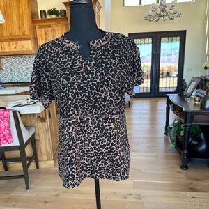 BKE Cheetah Print Pieced Top